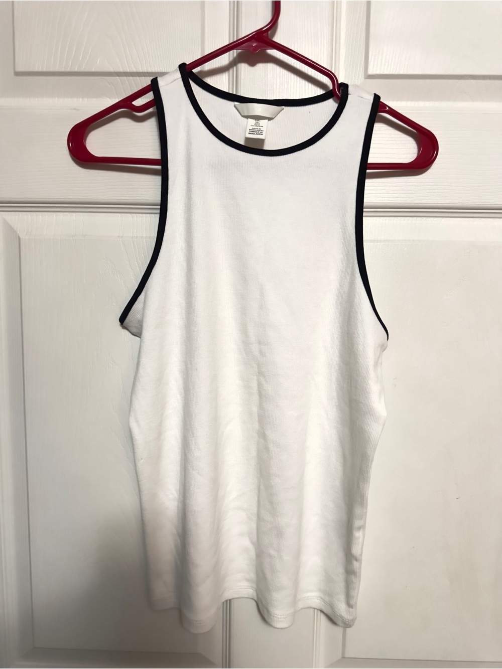 H&M White Tank Top with Black Trim